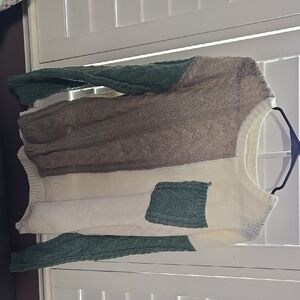 Color Block Sweater with Green Accents